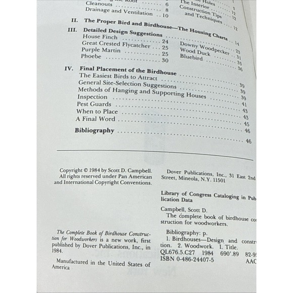 1984 The Complete Book of Birdhouse Construction Scott D Campbell Woodworking - Picture 2 of 3